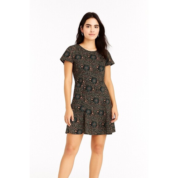 J Crew Flutter Sleeve Dress H5402 Medallion Print Multicolor Size 10 Boho Chic - Picture 1 of 10